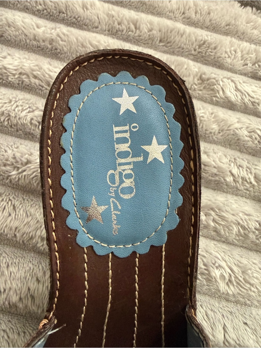 Women's Brown Leather Slide Mules - Picture 3 of 5